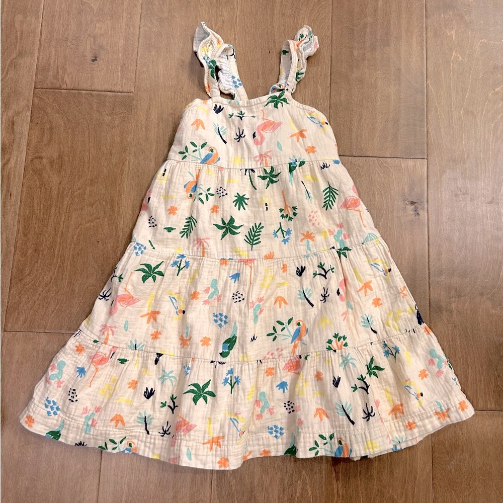 Hanna Anderrson Girls' Cream tropical Floral Tiered ruffle Sundress 110 5